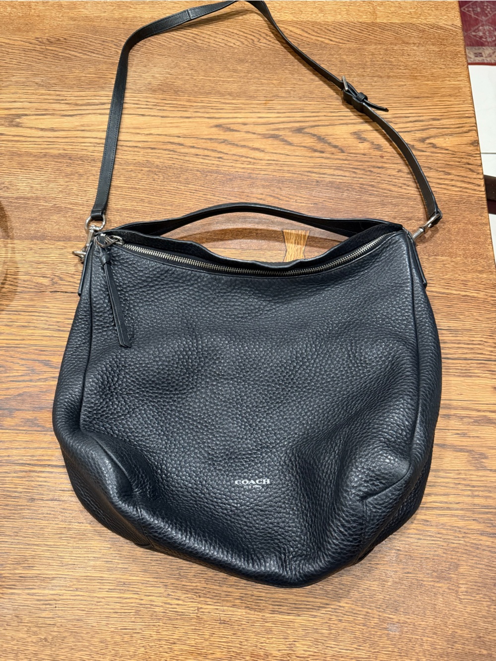 Coach Black Pebbled Leather Shoulder Hobo - Picture 3 of 5